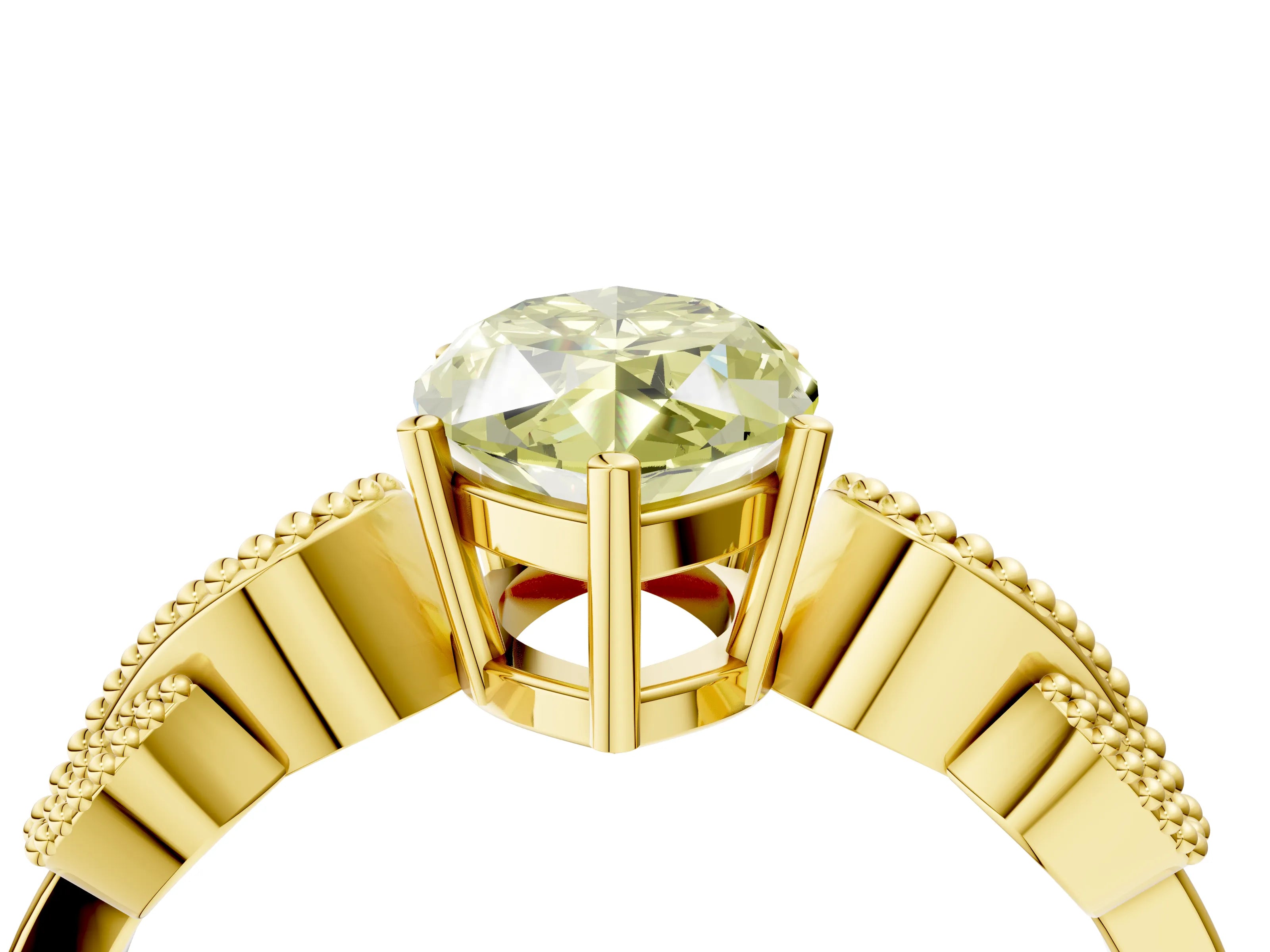 Yellow gold Fancy Yellow Marquise Cut Solitaire Milgrain Leaf Band with Prong Setting_4