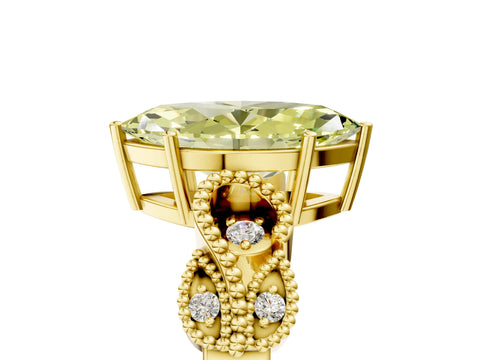 Yellow gold Fancy Yellow Marquise Cut Solitaire Milgrain Leaf Band with Prong Setting_5