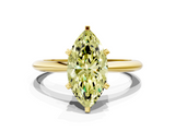 Yellow gold Fancy Yellow Marquise  Cut Solitaire Ring with Four-Prong Setting on a Classic Band