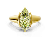 Yellow gold Fancy Yellow Marquise Cut Solitaire Tension Set Diamond Ring with Split Shank Band