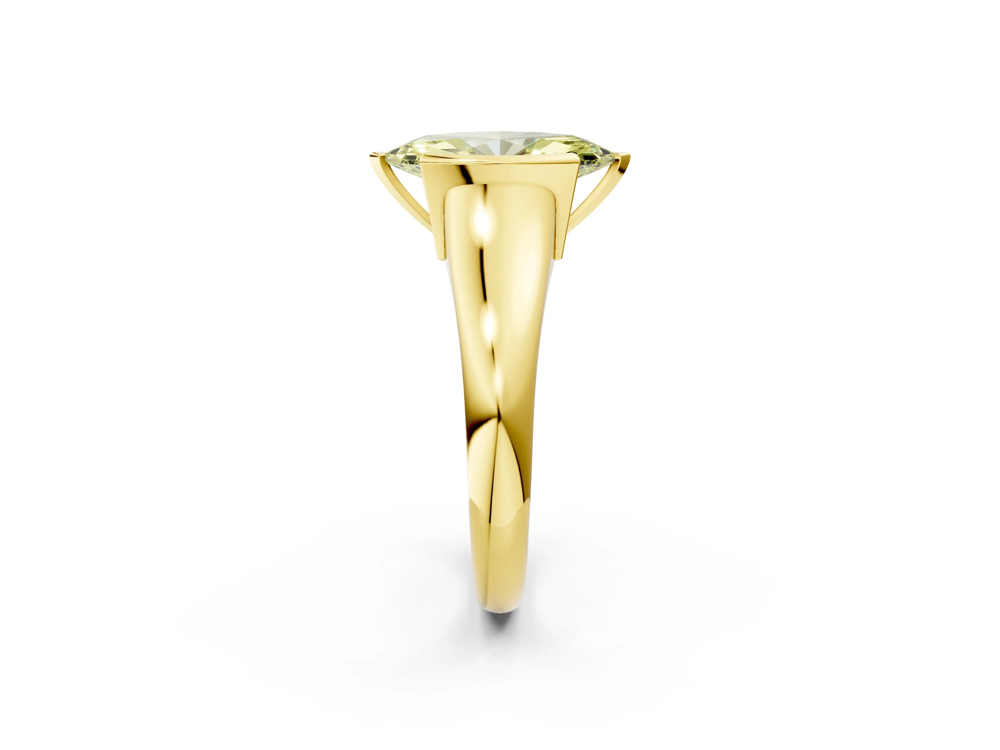 Yellow gold Fancy Yellow Marquise Cut Solitaire Tension Set Diamond Ring with Split Shank Band_2