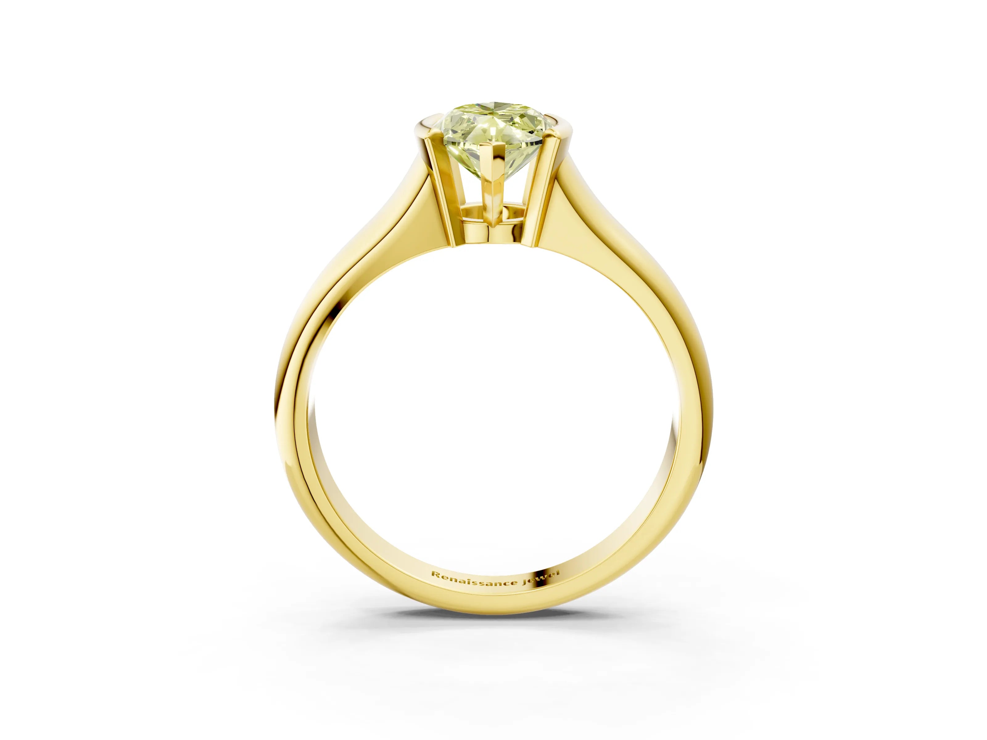 Yellow gold Fancy Yellow Marquise Cut Solitaire Tension Set Diamond Ring with Split Shank Band_3