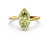 Yellow gold Fancy Yellow Marquise  Cut Solitaire Twist Band Ring with Four-Prong Setting