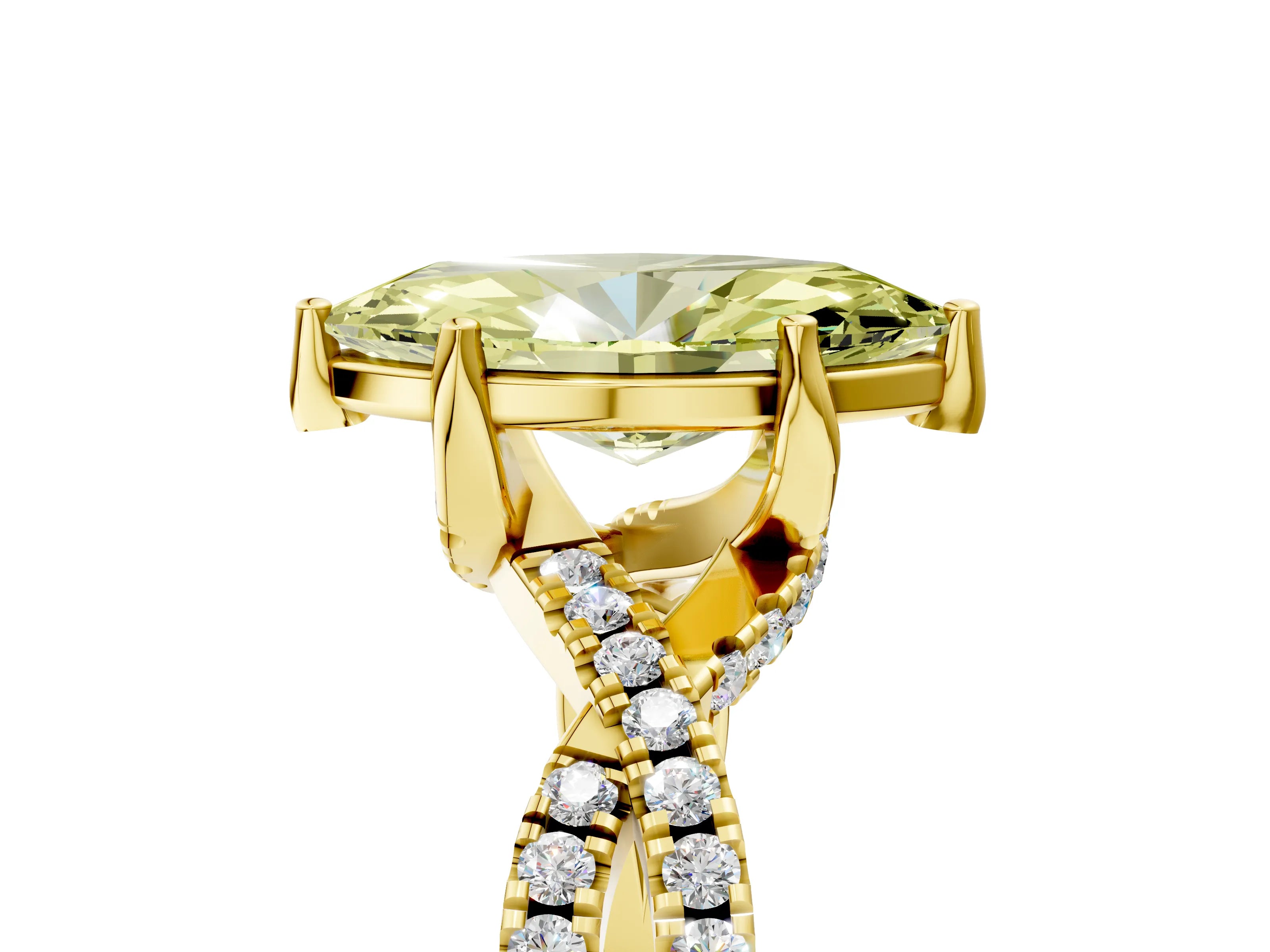 Yellow gold Fancy Yellow Marquise Cut Solitaire Twist Pave Diamond Engagement Ring with Prong Setting_41