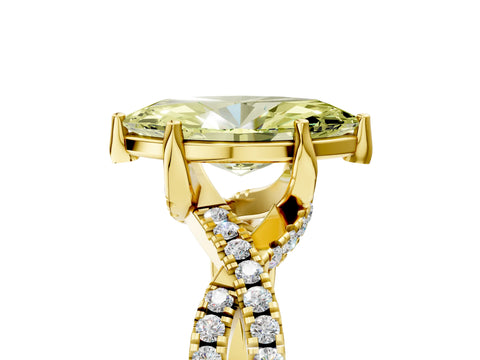 Yellow gold Fancy Yellow Marquise Cut Solitaire Twist Pave Diamond Engagement Ring with Prong Setting_5