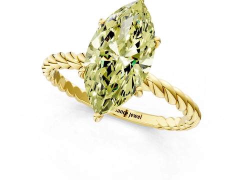 Yellow gold Fancy Yellow Marquise Cut Solitaire Twisted Band 4-Prong Ring_1