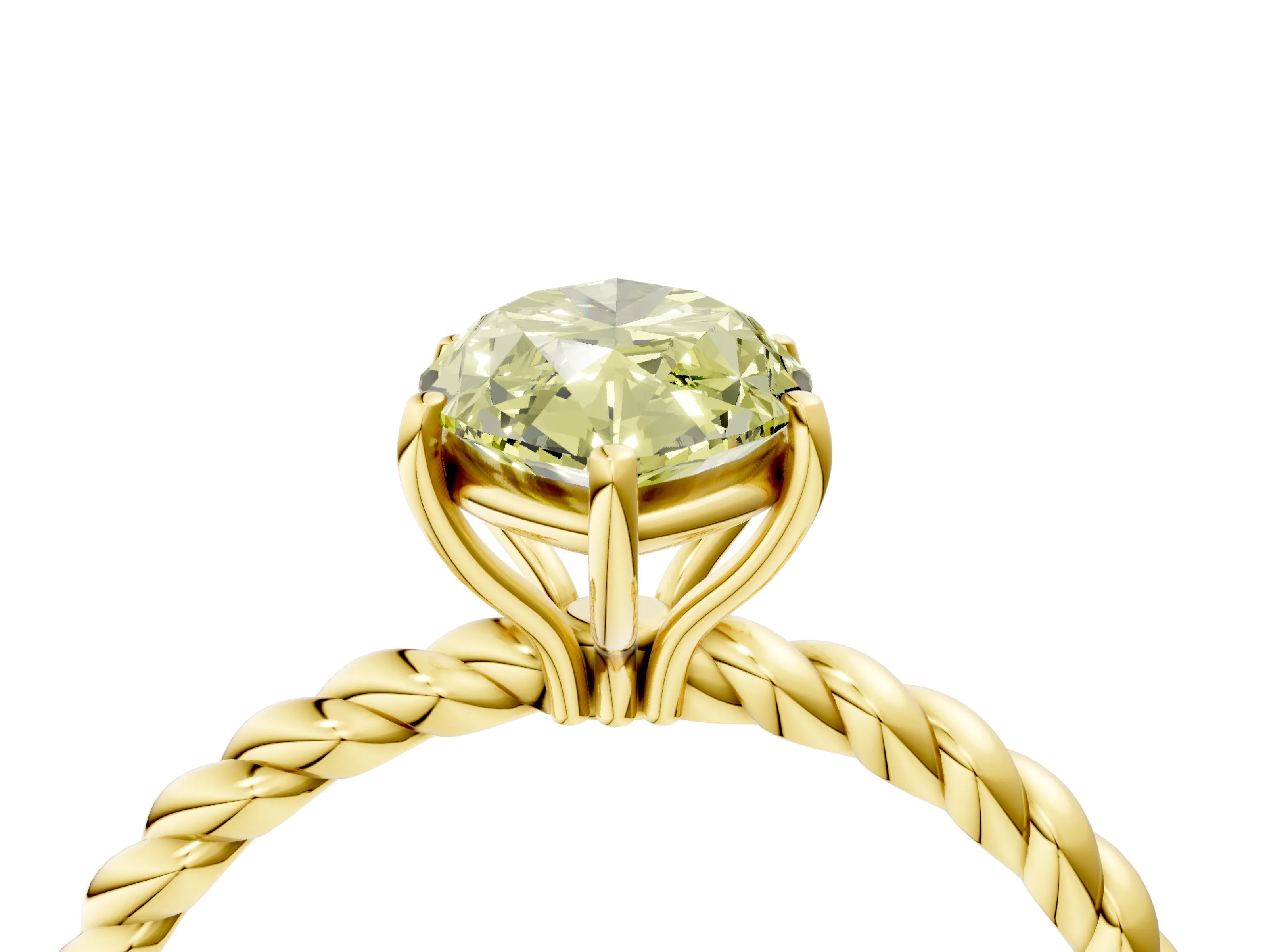 Yellow gold Fancy Yellow Marquise Cut Solitaire Twisted Band 4-Prong Ring_4