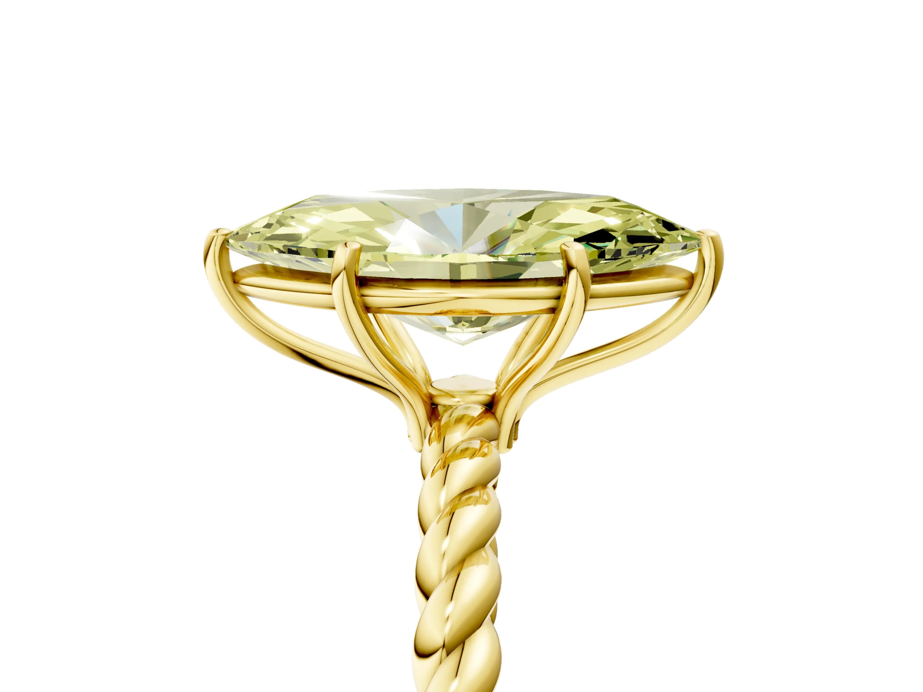 Yellow gold Fancy Yellow Marquise Cut Solitaire Twisted Band 4-Prong Ring_5