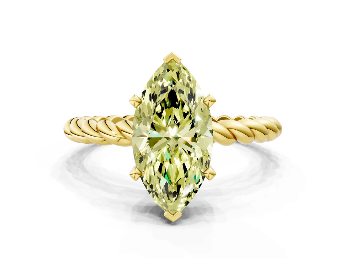 Yellow gold Fancy Yellow Marquise  Cut Solitaire Twisted Band with Four-Prong Setting_29
