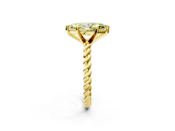 Yellow gold Fancy Yellow Marquise  Cut Solitaire Twisted Band with Four-Prong Setting