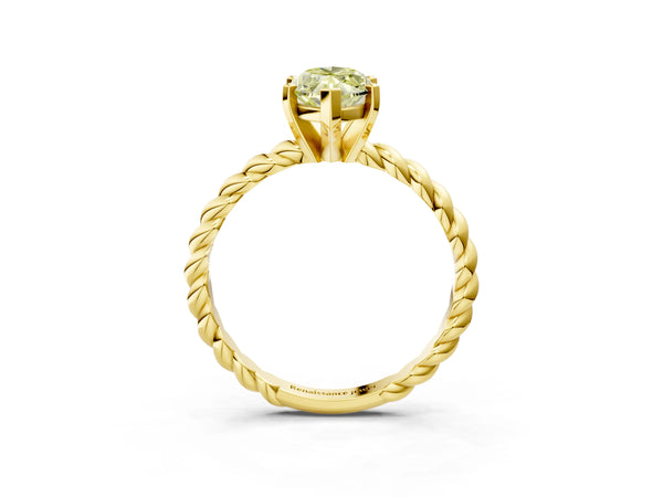 Yellow gold Fancy Yellow Marquise  Cut Solitaire Twisted Band with Four-Prong Setting