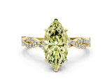 Yellow gold Fancy Yellow Marquise Cut Solitaire Twisted Pave Band with Four-Prong Setting_3