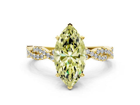 Yellow gold Fancy Yellow Marquise Cut Solitaire Twisted Pave Band with Four-Prong Setting_3