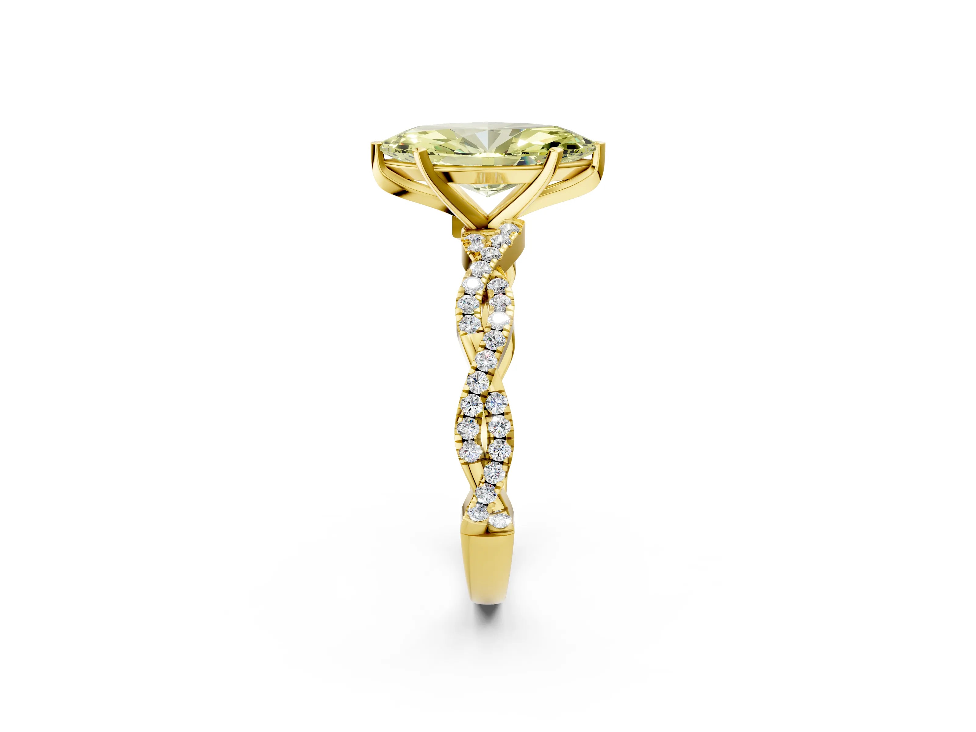 Yellow gold Fancy Yellow Marquise Cut Solitaire Twisted Pave Band with Four-Prong Setting_5