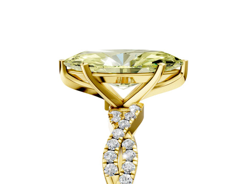 Yellow gold Fancy Yellow Marquise Cut Solitaire Twisted Pave Band with Four-Prong Setting_8