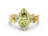 Yellow gold Fancy Yellow Marquise  Cut Three-Stone Channel Set Ring with Bar Prongs