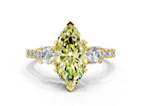 Yellow gold Fancy Yellow Marquise  Cut Three-Stone Diamond Pavé Band with Prong Setting
