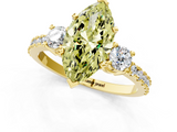 Yellow gold Fancy Yellow Marquise  Cut Three-Stone Diamond Pavé Band with Prong Setting_1