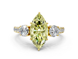 Yellow gold Fancy Yellow Marquise  Cut Three-Stone Diamond Pave Band with Prong Setting_17