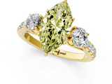 Yellow gold Fancy Yellow Marquise  Cut Three-Stone Diamond Pave Band with Prong Setting_18