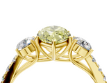 Yellow gold Fancy Yellow Marquise  Cut Three-Stone Diamond Pave Band with Prong Setting_21