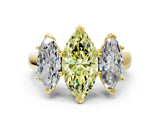 Yellow gold Fancy Yellow Marquise Cut Three-Stone Diamond Ring with Prong Setting on a Classic Band_12
