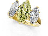 Yellow gold Fancy Yellow Marquise Cut Three-Stone Diamond Ring with Prong Setting on a Classic Band_13