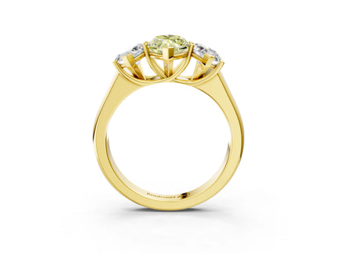 Yellow gold Fancy Yellow Marquise Cut Three-Stone Diamond Ring with Prong Setting on a Classic Band_3