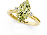 Yellow gold Fancy Yellow Marquise  Cut Three-Stone Solitaire Ring with Round Accent Diamonds and Four-Prong Setting_1