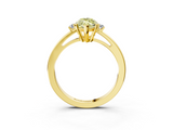 Yellow gold Fancy Yellow Marquise  Cut Three-Stone Solitaire Ring with Round Accent Diamonds and Four-Prong Setting_3