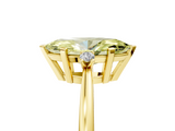 Yellow gold Fancy Yellow Marquise  Cut Three-Stone Solitaire Ring with Round Accent Diamonds and Four-Prong Setting_5