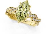 Yellow gold Fancy Yellow Marquise  Cut Twisted Pavé Band Solitaire Ring with Four-Prong Setting_1