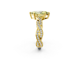 Yellow gold Fancy Yellow Marquise  Cut Twisted Pavé Band Solitaire Ring with Four-Prong Setting_2
