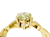 Yellow gold Fancy Yellow Marquise  Cut Twisted Pavé Band Solitaire Ring with Four-Prong Setting_4