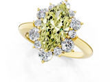 Yellow gold Fancy Yellow Marquise  Diamond Cluster Halo Ring with Solitaire Band and Four-Prong Setting_1