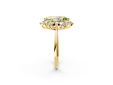 Yellow gold Fancy Yellow Marquise  Diamond Cluster Halo Ring with Solitaire Band and Four-Prong Setting_2