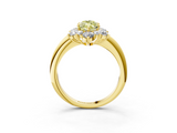 Yellow gold Fancy Yellow Marquise  Diamond Cluster Halo Ring with Solitaire Band and Four-Prong Setting_3