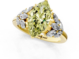 Yellow gold Fancy Yellow Marquise  Diamond Cluster Leaf Design Ring with Prong Setting_1