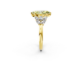 Yellow gold Fancy Yellow Marquise  Diamond Cluster Leaf Design Ring with Prong Setting_2