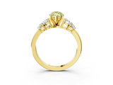 Yellow gold Fancy Yellow Marquise  Diamond Cluster Leaf Design Ring with Prong Setting_3