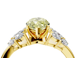 Yellow gold Fancy Yellow Marquise  Diamond Cluster Leaf Design Ring with Prong Setting_4
