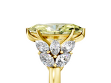 Yellow gold Fancy Yellow Marquise  Diamond Cluster Leaf Design Ring with Prong Setting_5