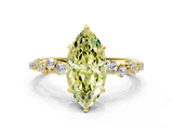 Yellow gold Fancy Yellow Marquise  Diamond Cluster Prong-Set Solitaire Ring