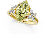 Yellow gold Fancy Yellow Marquise  Diamond Floral Cluster Ring with Solitaire Band and Prong Setting_1