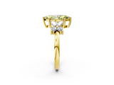 Yellow gold Fancy Yellow Marquise  Diamond Floral Cluster Ring with Solitaire Band and Prong Setting_2