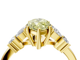 Yellow gold Fancy Yellow Marquise  Diamond Floral Cluster Ring with Solitaire Band and Prong Setting_4