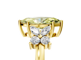 Yellow gold Fancy Yellow Marquise  Diamond Floral Cluster Ring with Solitaire Band and Prong Setting_5