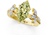 Yellow gold Fancy Yellow Marquise  Diamond Floral Vine Solitaire Engagement Ring_1
