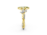 Yellow gold Fancy Yellow Marquise  Diamond Floral Vine Solitaire Engagement Ring_2