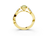Yellow gold Fancy Yellow Marquise  Diamond Floral Vine Solitaire Engagement Ring_3
